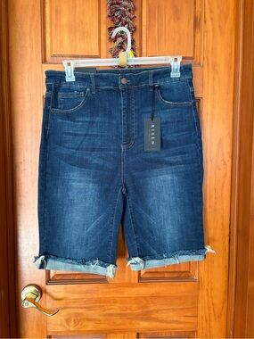 NWT Risen High-Rise Bermuda Dark Wash Denim Shorts